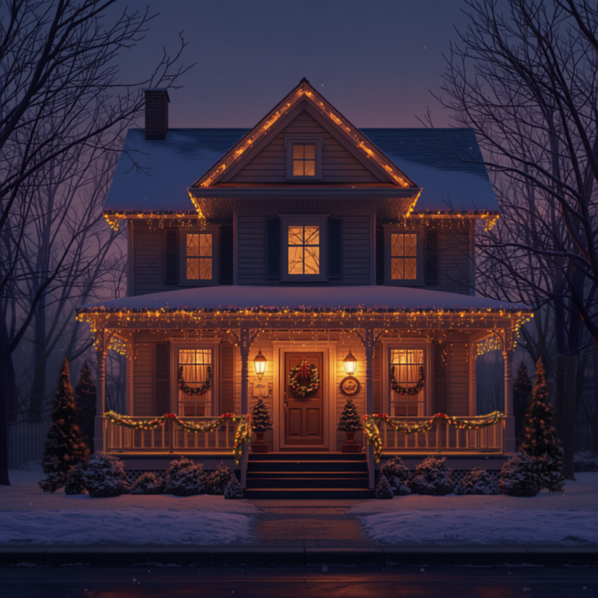 Green and White Modern Christmas Light Installation Instagram Post